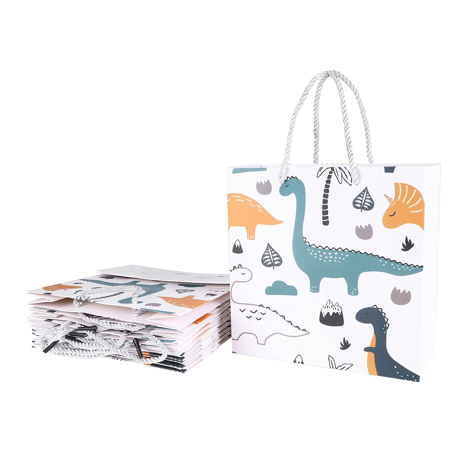 10 x Paper Gift Bags for Kids Dinosaur Koala Small Birthday Party Supplies Bags with Soft Braided Handle for Children Recyclable Kraft Paper Shopping Tote Bag for Wedding Baby Shower Christmas Party