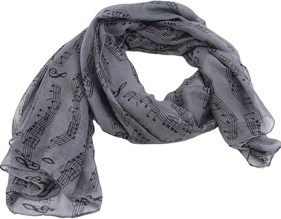 Amazon Largesoy スカーフ 音符 薄手 大判 ファッション ストール 紫外線防止 四季通用 レディース 灰色 スカーフ 通販