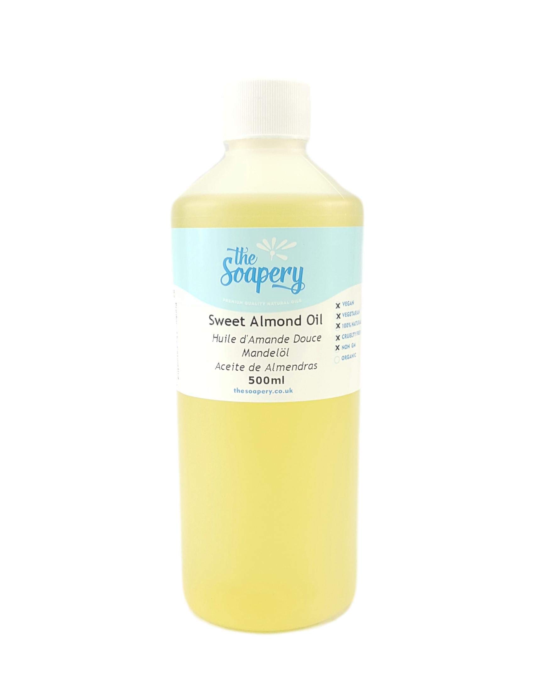 Sweet Almond Oil - 500ml Cosmetic Grade for Massage, Aromatherapy, Soaps, Lotions.