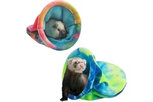 SEZDEKI 2 Pack Guinea Pig Snuggle Sack Soft Fleece Large Hideout Ferret Cozy Cave Hamster Sleeping Bag Small Animal Bed for Rabbit Bunny Chinchillas Rat Squirrel Hedgehog Cage Accessories (2 Pack, Large)