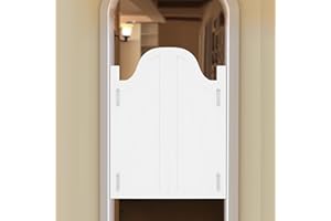 PINELICORN Interior Swinging Doors Wood Cafe Door Saloon Door with Metal Hinges for Bar Porch Stairs Bedroom Entrance Partition (White, 27.55x35.43in)