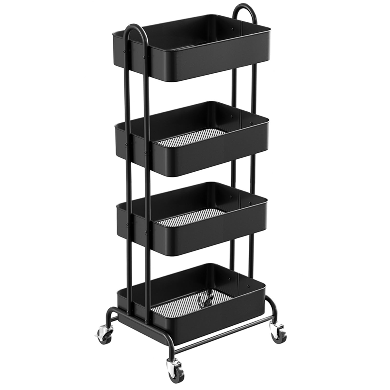 Photo 1 of Ceayell Metal Rolling Storage Cart Heavy Duty Utility Cart Organizer with Lockable Wheels (Black, 4-Tier)
