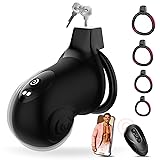 blowmotion vibrating male masturbator Chastity Cage Vibrator For Men – BDSM Locking Device With 10 Vibration  Modes, App/Remote Control, 5 Sizing Rings Chastity Cage Pink Male main image 1
