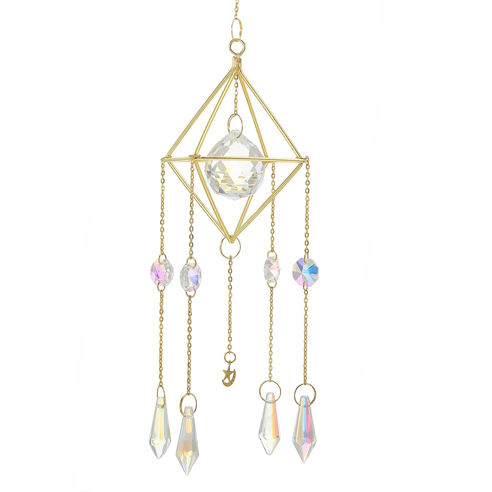 PATIKIL Crystal Suncatcher 18.1 Inch, 1 Pack Hanging Colorful Crystals Prism with Chain for Windows Decor Rainbow Patio Garden