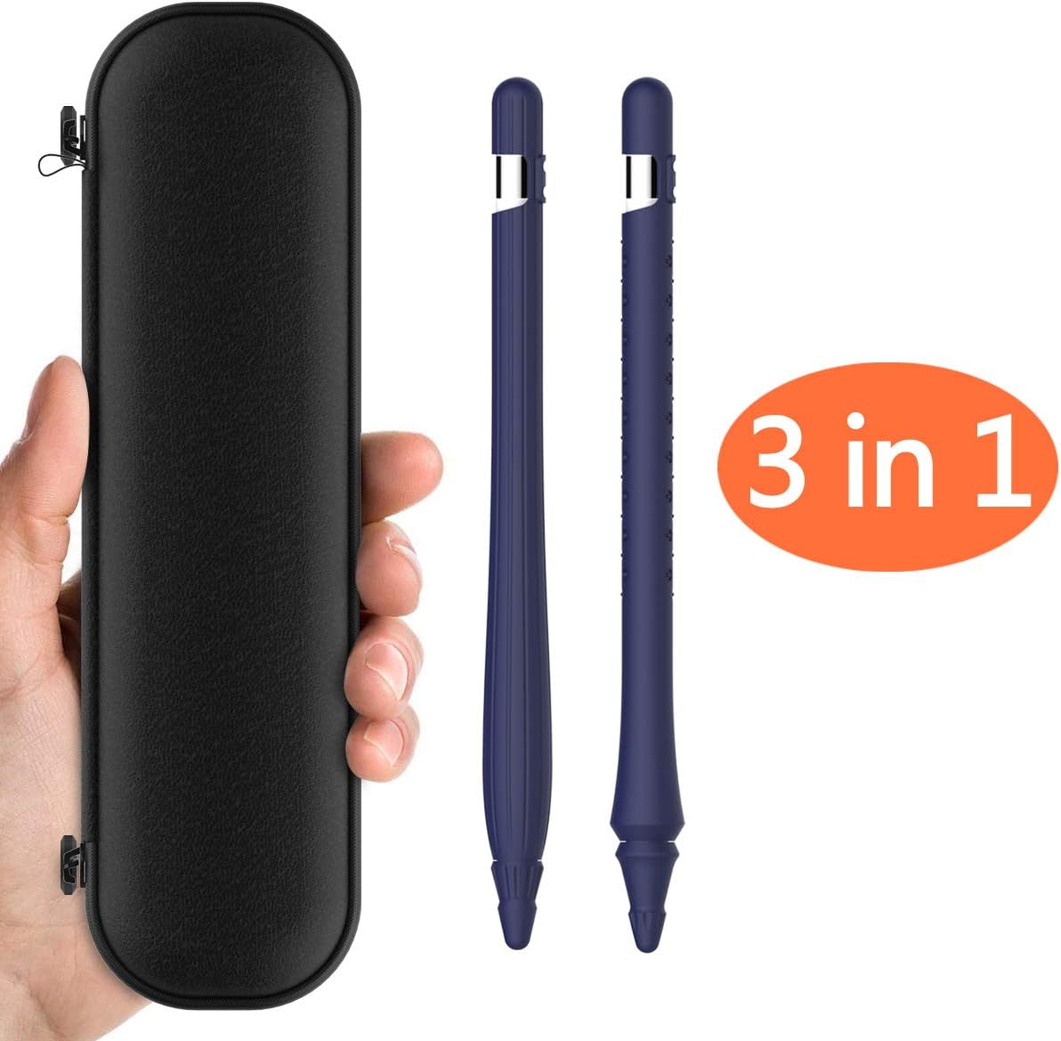 silicone maid LLC Compatible Apple Pencil Case Carrying Bag (All in One) Holder Cover Nib Cap Sleeve Pen Accessories Compatible iPad Pro / 6th Generation (Dark Blue)