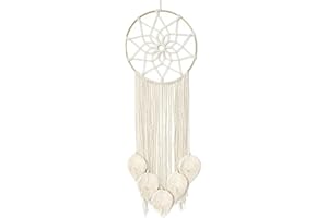 FeelfunFeather Dream Catchers Handmade Macrame Large Boho Wall Hanging Decor with 5 Woven Leaves Tassels Ornament for Nursery Bedroom Home Decoration Craft Gift