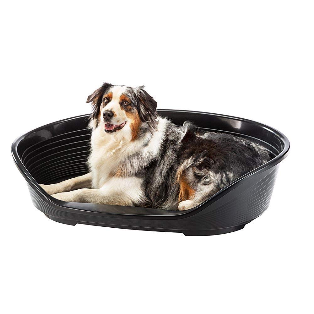 Ferplast Cat Bed, Plastic Dog Bed Large, Ventilation Holes and Non-Slip Rubber Feet for Added Stability 93,5 x 68 x h. 28,5 cm.Black