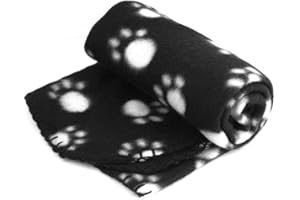 Yonisun Pet Dog Cat Puppy Kitten Soft Blanket Doggy Warm Bed Mat Paw Print Cushion (Black)