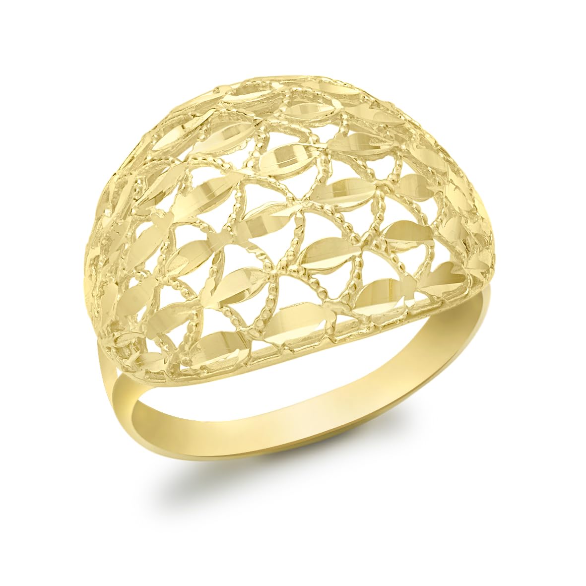 CARISSIMA Women's 9 ct Yellow Gold Diamond Cut Open Dome Ring