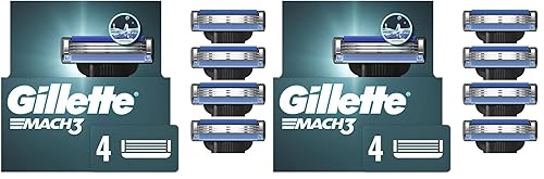 Gillette Mach3 Razor Refills for Men, 4 Razor Blade Refills (Pack of 2)