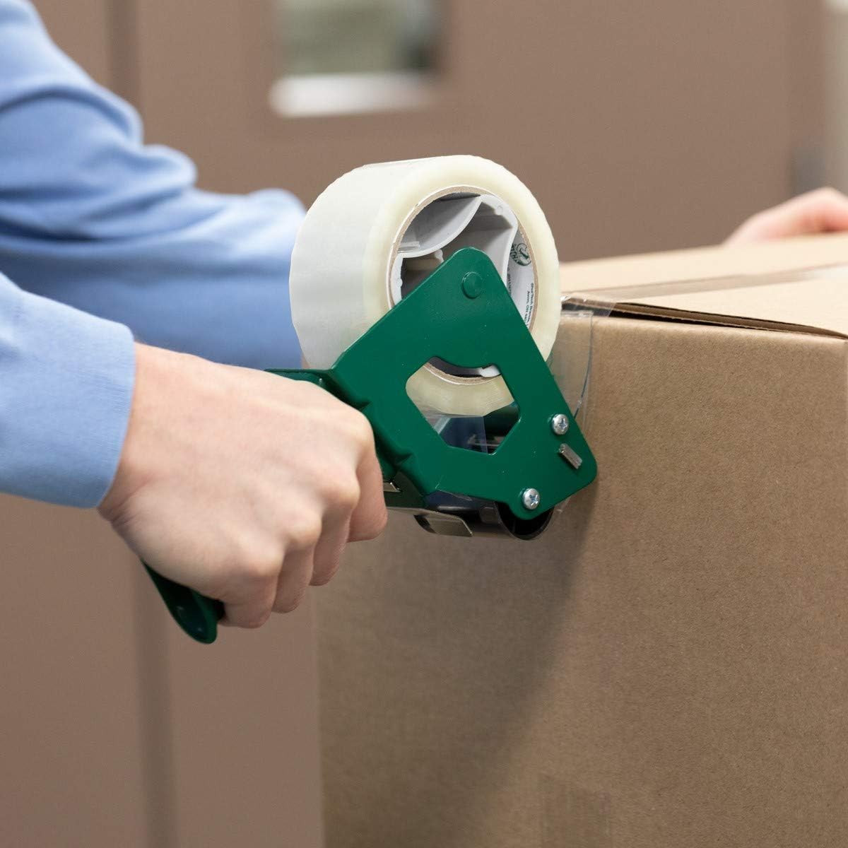 Duck Brand Standard Tape Gun with Foam Handle, Includes 1 Roll of 54 Yard Standard Tape (669332), Green/Black : Packing Tape Dispensers : Office Products