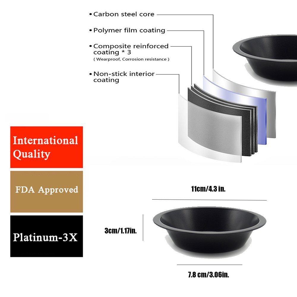 MZCH 4.3 inches Non-Stick Mini Quiche Tart Pan, Tart Pie Pan, Tartlet Set, Black, Set of 5