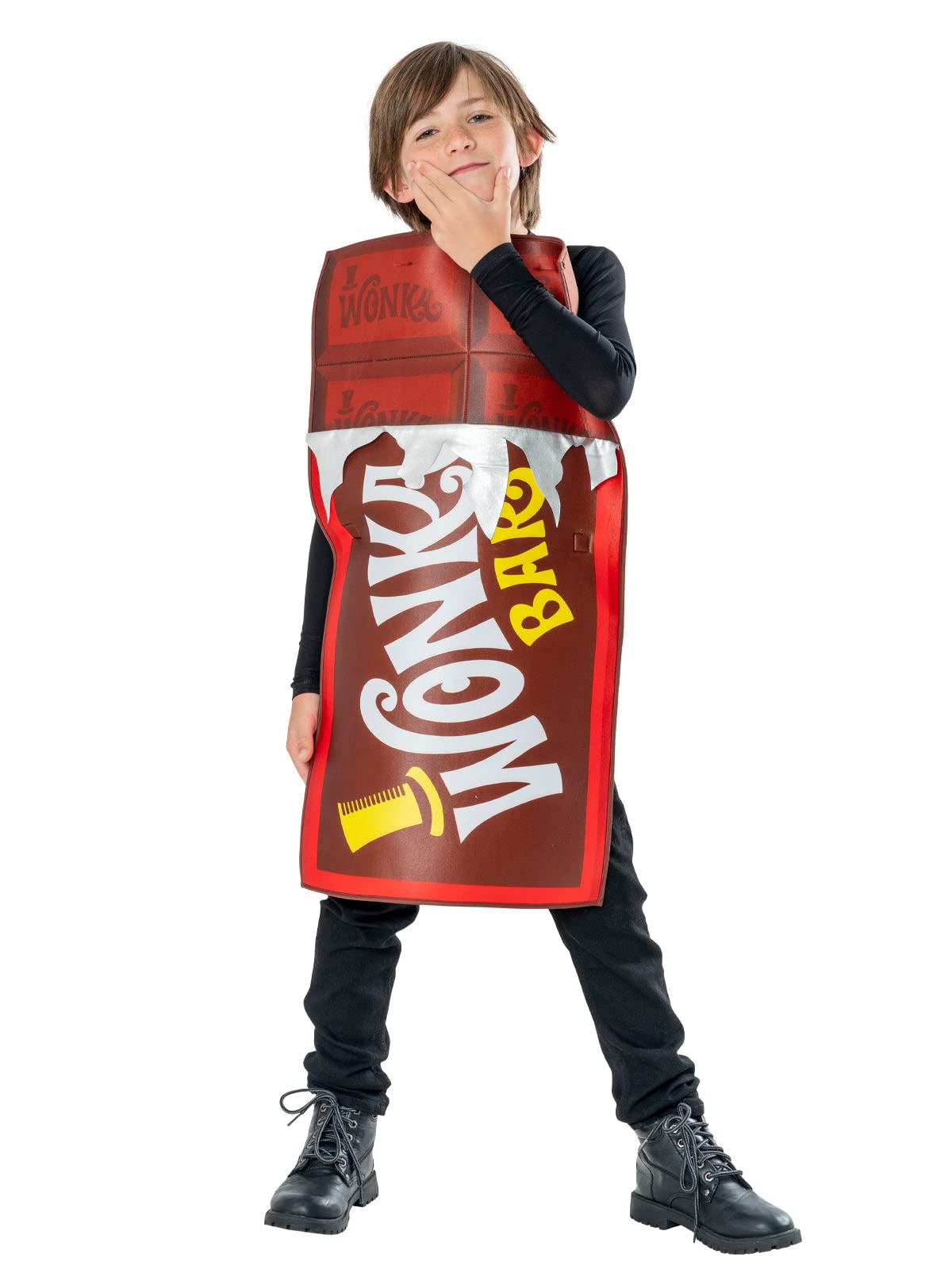 Rubies Official Willy Wonka and The Chocolate Factory Wonka Bar Unisex Child Costume, Size Medium Age 5-8 Years, Brown Halloween