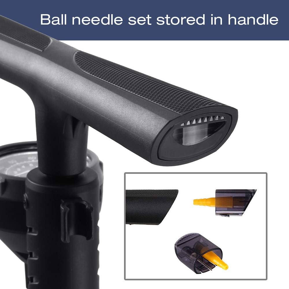 Beto Bike Pump Portable - Bicycle Floor Pump with Industrial Top-Mounted Gauge & Air Bleed Button - Presta Schrader Dunlop Valve Universal, Steel Tube 160 Psi Max (Black/Red) : Sports & Outdoors