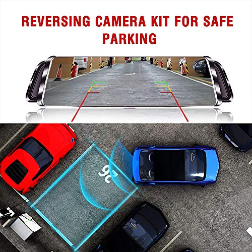 Mirror Dash cam,TekBow Backup Camera 10" Streaming Media Touch Screen 1080P Rearview Front Rear Dual Lens Waterproof Reversing Camera