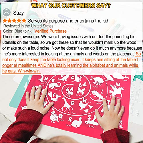 Silicone Placemats for Kids Learning Alphabet Animals Number for