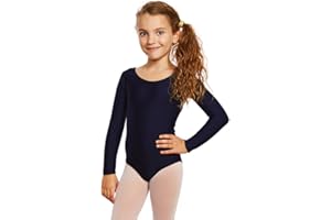 Leveret Girls Leotard Basic Long Sleeve Ballet Dance Leotard (2T-14 Years) Variety of Colors