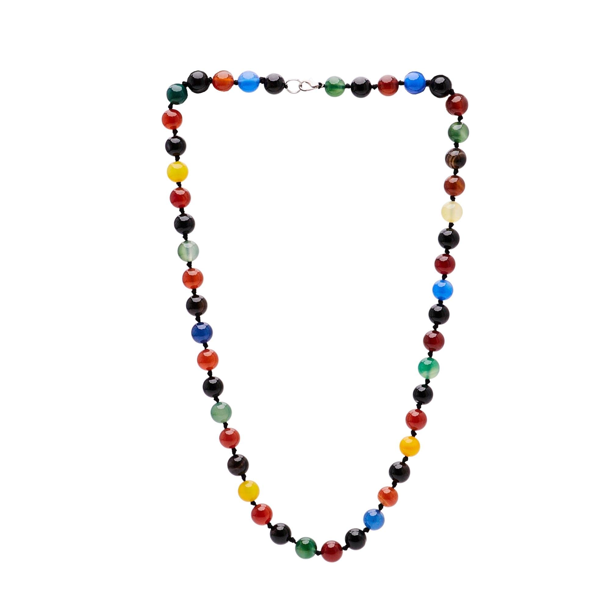 Treasure Bay 10mm Natural Gemstone Beaded Necklace For Women (Multicoloured)