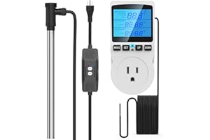 BSUOWEK 1500W Titanium Immersion Fully Submersible Heater with Adjustable LCD Thermometer & GFCI Plug, Fast Heat Water Heater for Baptistry, Bathtub, Inflatable Pool, Pond, Above Ground Pool, Hot Tub, Camping