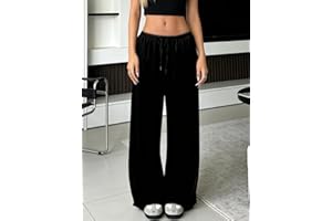 Women's Waist Straight Streetwear Long Wide Leg Pants Casual Loose Baggy Workout Long Fall Sweatpants