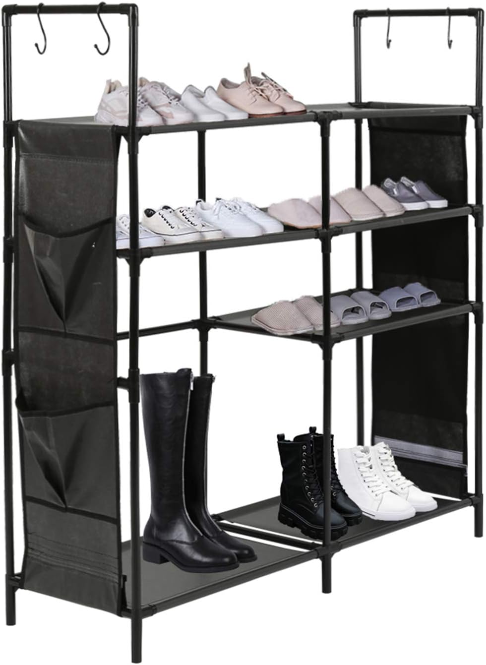 fabric shoe rack on Storage Organization Non Woven Fabric Shoe Tower Storage Organizer Popspark 5 Tier Shoe Rack 14 19 Pairs Space Saving Shoe Tower Cabinet Storage Organizer For Closet Entryway Hallway Clothing Closet Storage