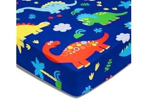 UOMNY Crib Sheets for Boys Fitted Crib Sheet Baby Sheet for Standard Crib and Toddler Mattresses Nursery Bedding Sheet Crib Mattress Sheets for Boys and Girls1 Pack Dinosaur Toddler Sheet
