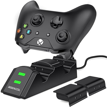Xbox One Controller Ladestation, BEBONCOOL 2 x 800mAh Xbox One Akku-Packs Xbox Ladestation, Sicher Ladegerät Xbox akku und La