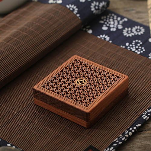 Retro incense burner box,Wooden creative thurible for home use or yoga room decor incense ash catcher tray bowl-A L3.3xW3.3xH1inch(8.5x8.5x2.5cm)