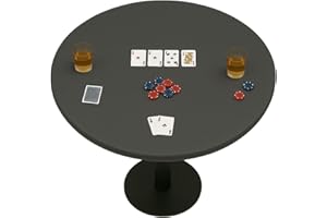 Feltectors Felt Card Game Table Cover for Playing Cards, Poker, Mahjong, Domino, Bridge and Board Game, Elastic Fitted Tablecloth for 36 to 48 Inch Round Tables - Grey