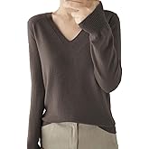 Cashmere Sweaters for Women Solid Cream V Neck Soft Pullover Wool Loose Casual Long Sleeve Sweater 2025 Fall Winter