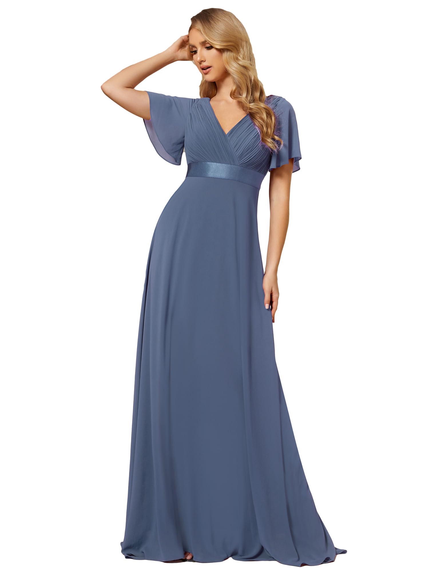 Bridesmaid Dresses Elegant Long Dresses For Wedding Women's V-Neck