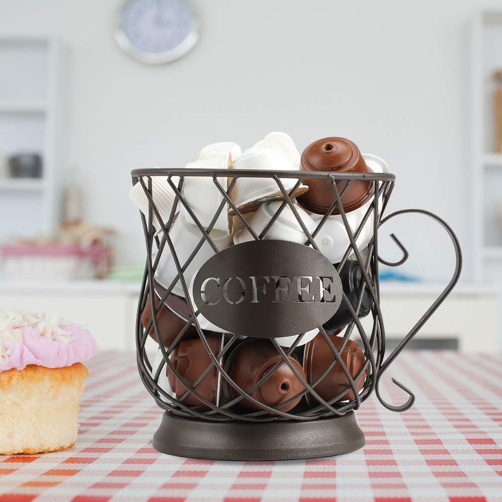 K Cup Holder Kpod Storage Organizer for 35 Kcups Keurig Coffee Pod Holder for Counter Coffee Table Bar Matte Bronze: Kitchen & Dining