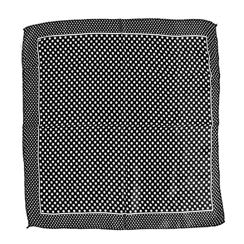 uxcell Women Polyester Fashion Round Dot Square Scarf Wrap Black White