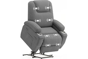 Flamaker Power Lift Chair Massage Recliner Chairs for Elderly - Ergonomic Design with Cup Holders & Side Pockets, Remote Control (Gray)