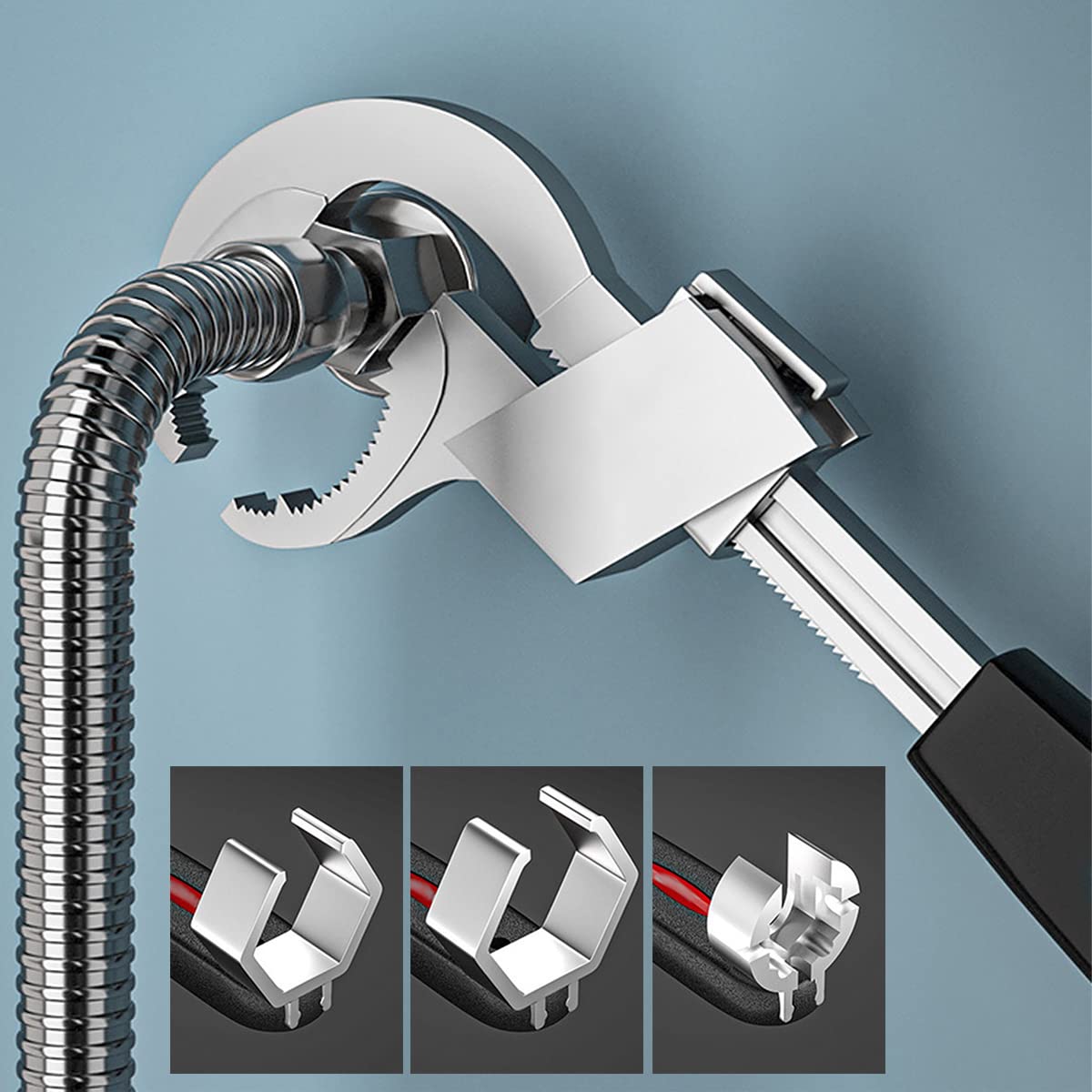 Your's Bath 4-in-1 Multifunctional Plumbing Tools Basin Wrench Adjustable Faucet and Sink Installer Tool with 3 Card Slots Universal Sink Plumbing Tools 4-piece set