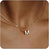 Initial Necklaces for Women, Trendy 14K Gold Plated Layered Necklace Dainty Letter Custom Name Personalized Choker Necklaces Non Tarnish Fashion Accessories Gold Jewelry Valentine's Day Gifts for Her