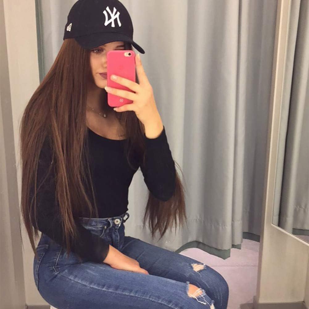 Cosswigs Long Straight Lace Front Wig Brown for Daily Wear Glueless Wig Synthetic Hair for Women Free Parting 24inches