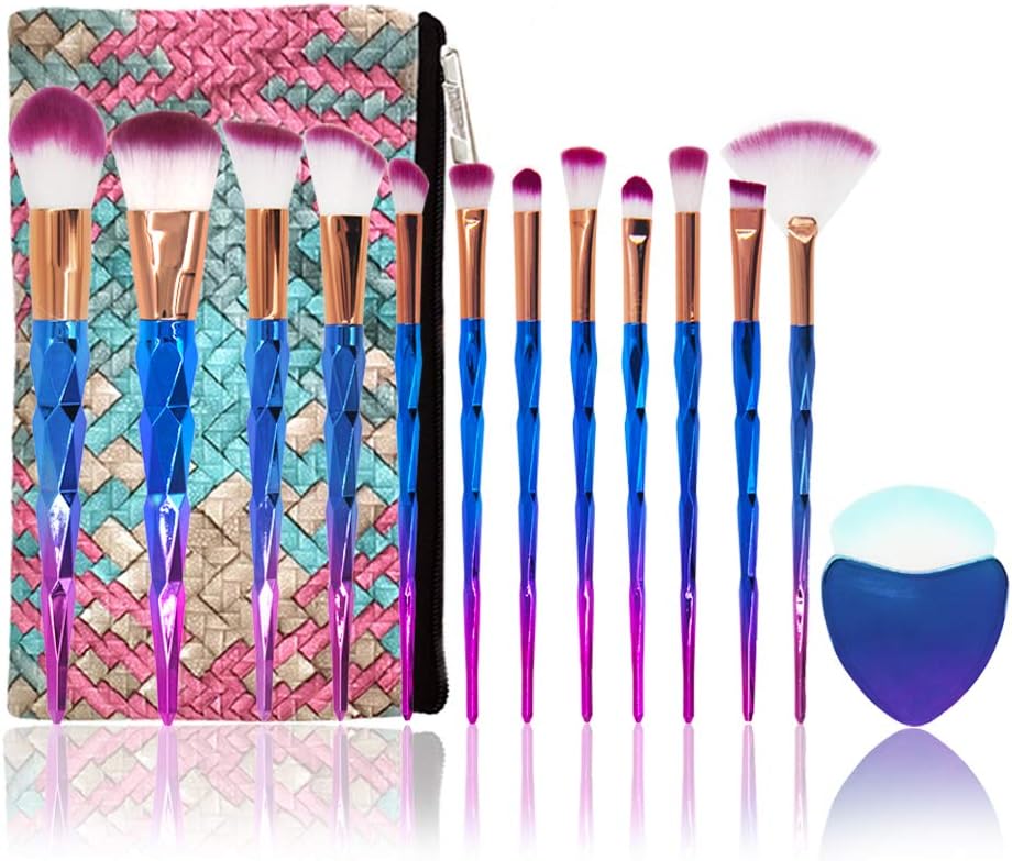 Makeup Brush Sets,NIZIYI 13PCS Makeup Cosmetic Brushes Set Diamond Shape Powder Foundation Eyebrow Lip Concealer Brush Tool for Christmas Birthday Gift
