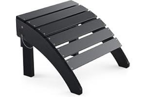 Cecarol Folding Adirondack Ottoman for Adirondack Chair, Folding Easily Adirondack Footstool Without Assembly, Ottoman for Outdoor Porch, Yard, Garden, Black-ACO01