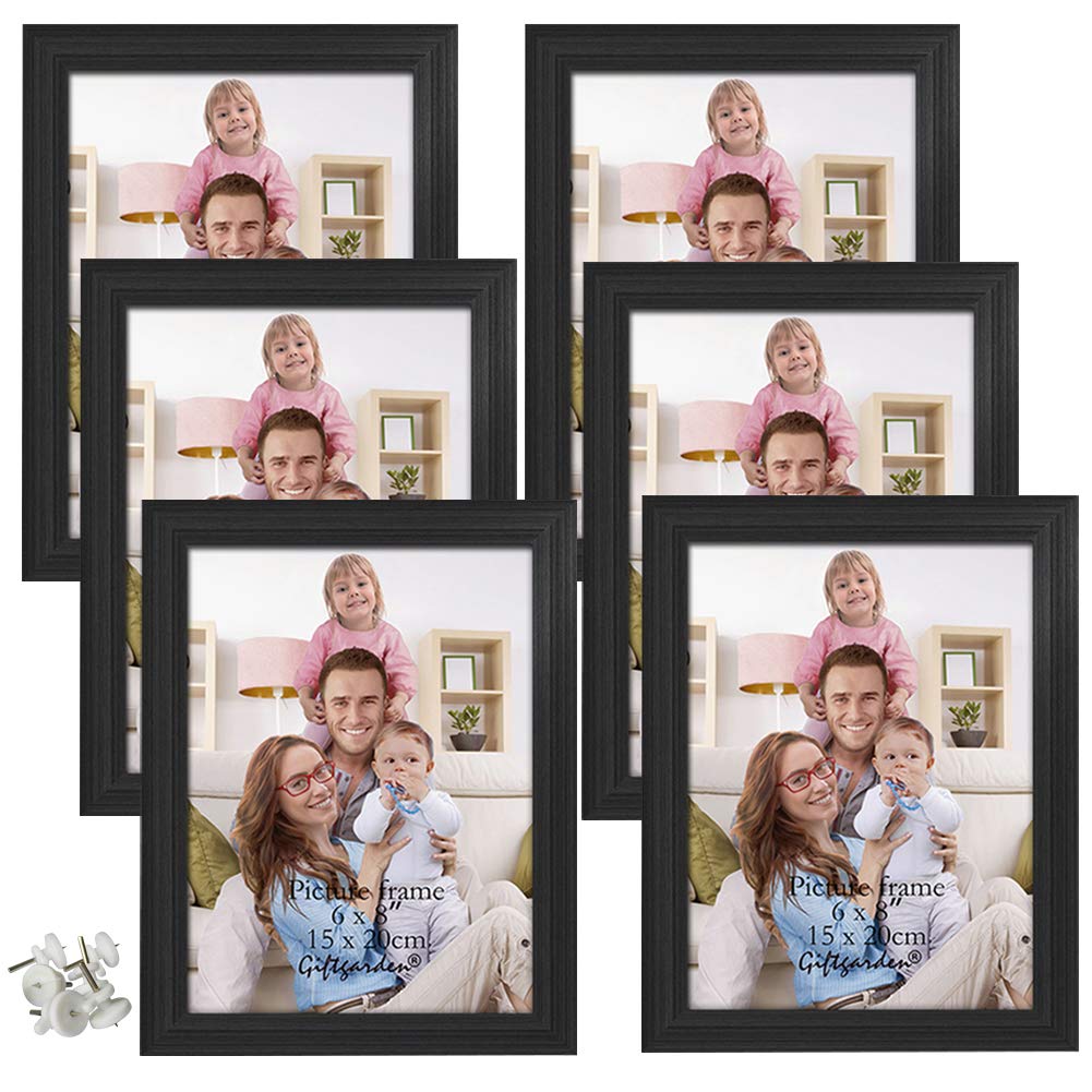 Giftgarden 6x8 Picture Frames Set Photo Frame for Wall Decor or Tabletop, Black, Set of 6
