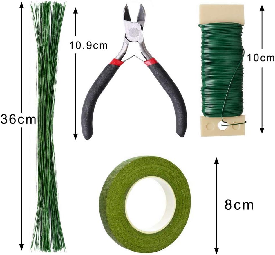 Nuoshen Floral Arrangement Kit - Tapes, Wraps, Wire Cutter, Green Tape, 22 & 26 Gauge Stem Wire for Bouquet Wrap Florist - Image 4