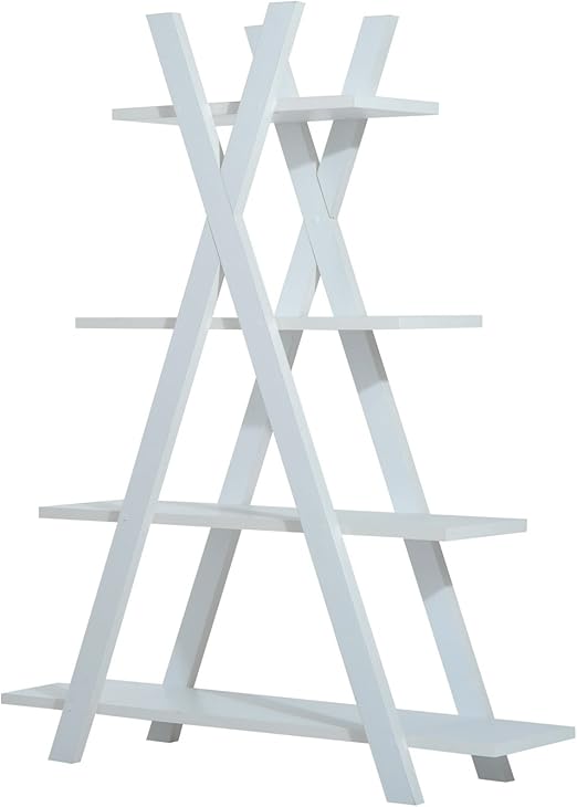 Wooden A Frame Bookshelf 4Tier Bookcase Ladder Display Shelf