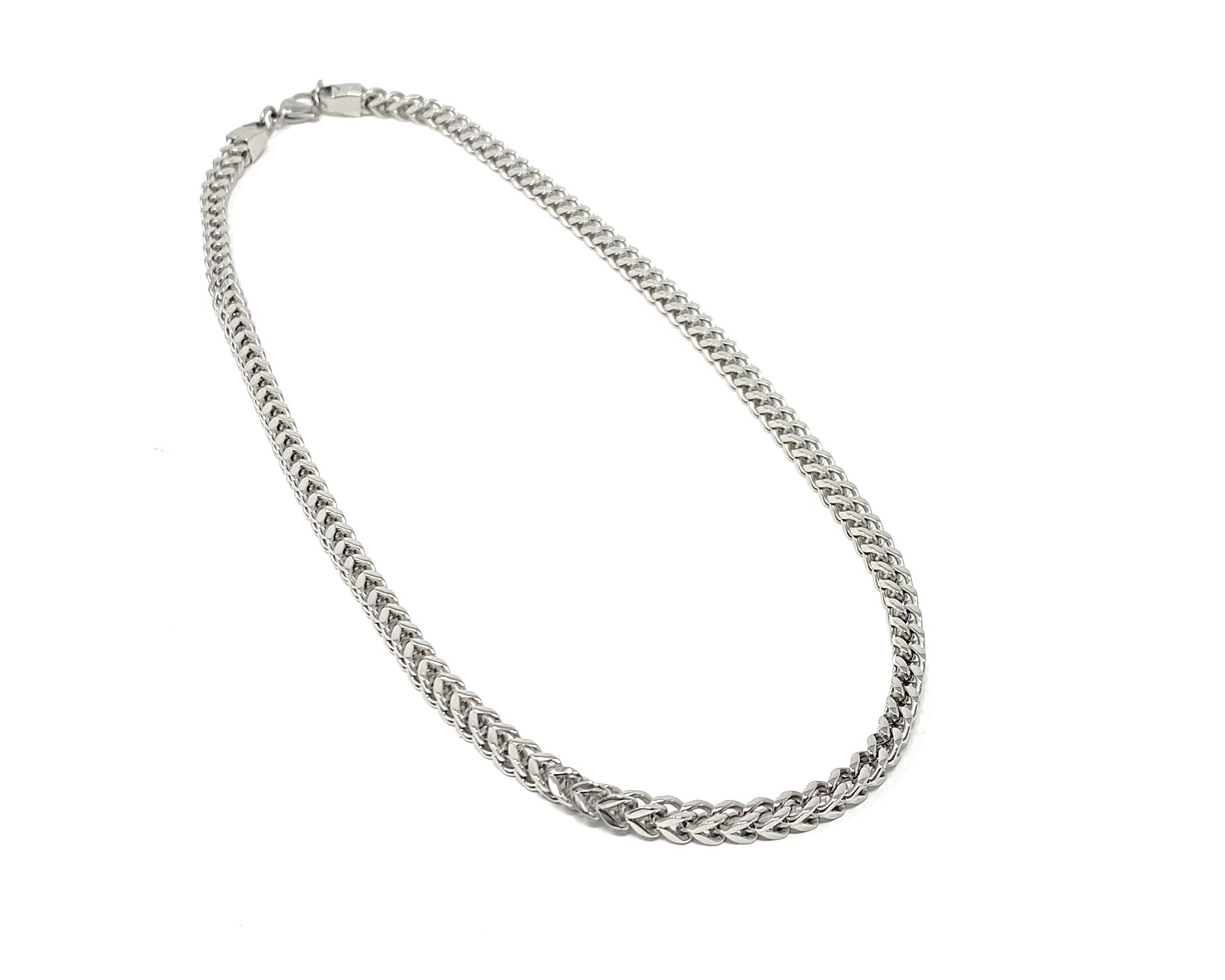 Men's Polished Stainless Steel 53 cm 21 Inch Square Wheat Weave Chain Necklace with Gift Bag for Men or Boys