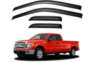 YQAUTEC Window Visors Rain Guards for 2004-2014 Ford F150 SuperCab, Out-Channel Window Vent Wind Deflectors Visors Shades for 04-14 F-150 Extended Cab