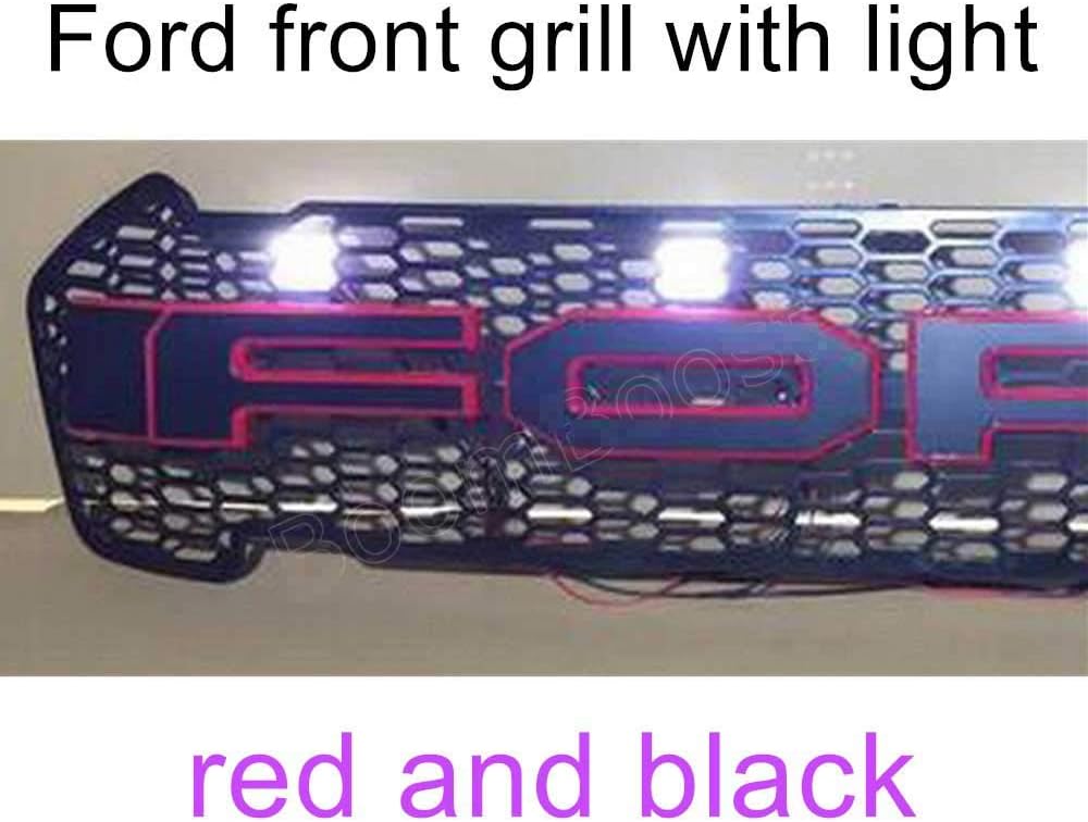 QQKLP Fit for Ford Ranger T7 2016-2017 ABS Grille LED Grille Surrounds Trim with Light 4 Colors Available