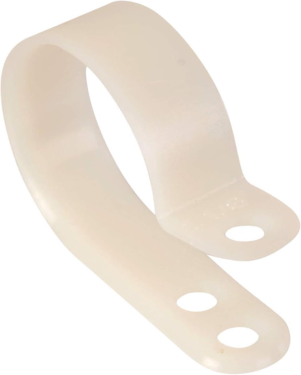 GTSE 100 Pack of White/Natural Nylon P-Clips, 9.5mm (3/8") Diameter, Plastic Cable Clips, 3/8" Diameter - Image 3