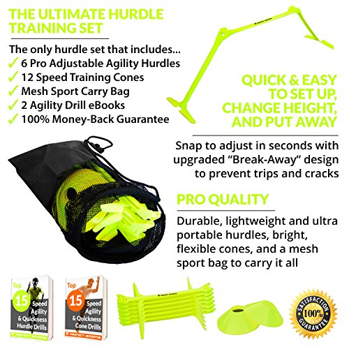 Pro Adjustable Hurdles and Cone Set 6 Agility Hurdles (6, 9 or 12