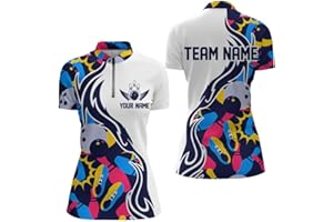 Bowling Shirts for Women Custom Name Team Name Name and Team Name Strike Bowling Ball and Pins, Team Bowling Shirts