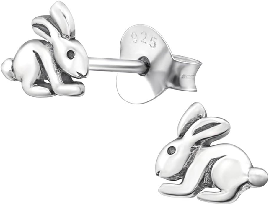 Tiny Sterling Silver Bunny Rabbit Earrings Plain Amazon.co.uk Jewellery