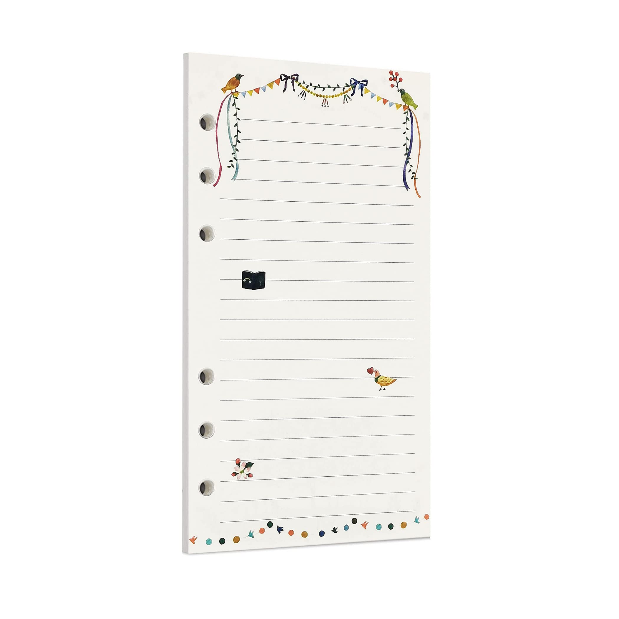 Zelten 40 Sheets 80 Pages Colorful Loose Leaf Punched Paper Refills Paper for 6 Hole Binder Personal Organizer Diary Notebook Refillable Planner (A6, Tree Party Ruled)